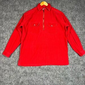 Marlboro Unlimited Pullover Shirt Mens L Red Corduroy Half Zip Western Outdoor